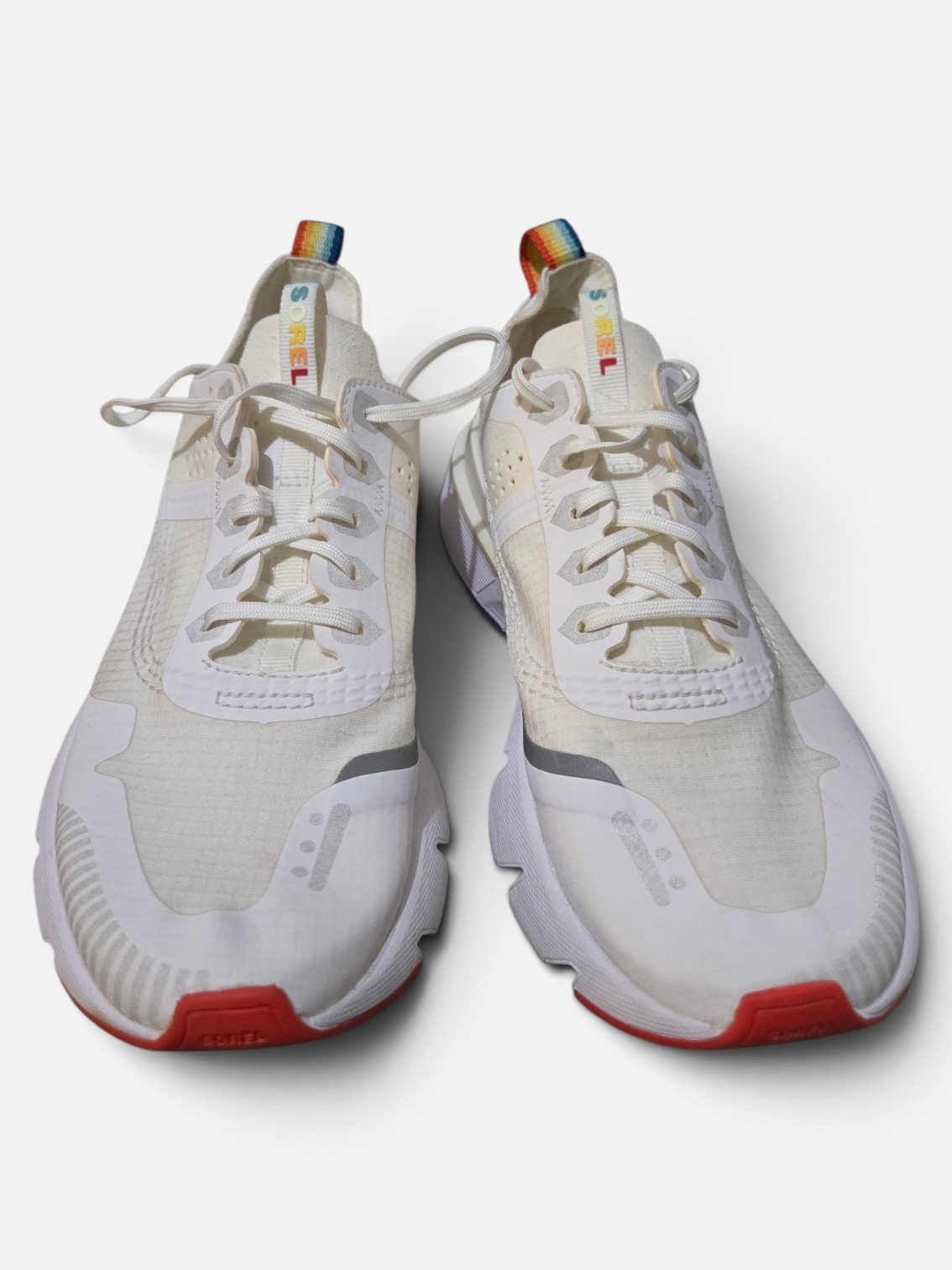 Sorel Kinetic Impact Ii Lace Sneakers White Rainbow Pride Women's Size 7.5
